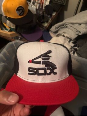 new era chicago white sox 59fifty fitted hat size 7 black white red